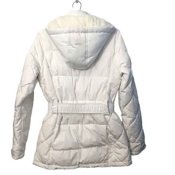 NY Jets Official Logo Quilted Womens S Puffer Jacket Faux Fur Lining Hood Zip - Picture 2 of 11